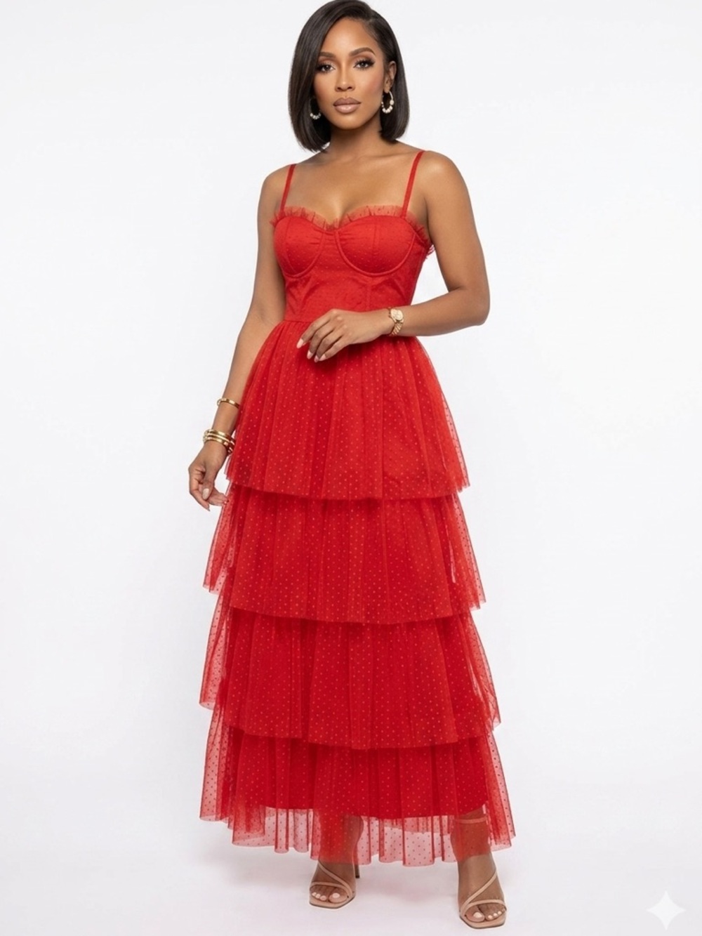 Dolls Kill x Beetlejuice "Red Wedding" Lydia Deetz gown maxi dress tulle - Picture 3 of 12